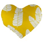 Yellow Banana Leaves Large 19  Premium Flano Heart Shape Cushion Back