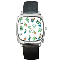 Among Succulents And Cactus  Square Metal Watch by ConteMonfreyShop