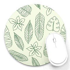 Banana Leaves Draw   Round Mousepad by ConteMonfreyShop