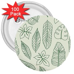 Banana Leaves Draw   3  Button (100 Pack) by ConteMonfreyShop