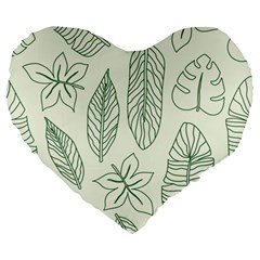 Banana Leaves Draw   Large 19  Premium Heart Shape Cushion by ConteMonfreyShop