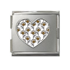 Daisy Minimalist Leaves Mega Link Heart Italian Charm (18mm)