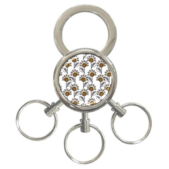 Daisy Minimalist Leaves 3-Ring Key Chain