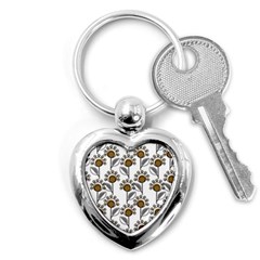 Daisy Minimalist Leaves Key Chain (heart) by ConteMonfreyShop