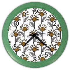 Daisy Minimalist Leaves Color Wall Clock