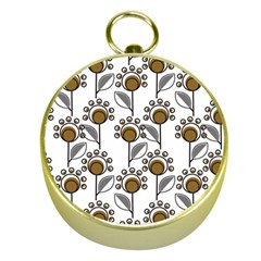 Daisy Minimalist Leaves Gold Compass by ConteMonfreyShop