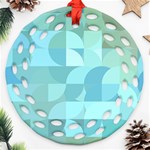 Geometric Ocean   Round Filigree Ornament (Two Sides) Front