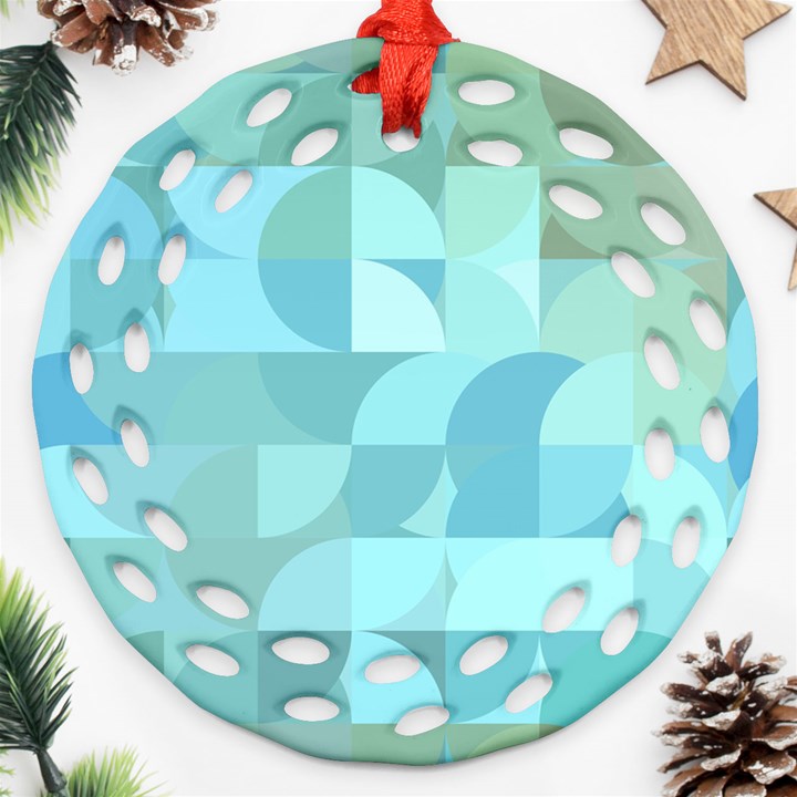 Geometric Ocean   Round Filigree Ornament (Two Sides)