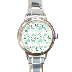 Green Nature Leaves Draw    Round Italian Charm Watch