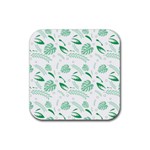 Green Nature Leaves Draw    Rubber Coaster (Square) Front