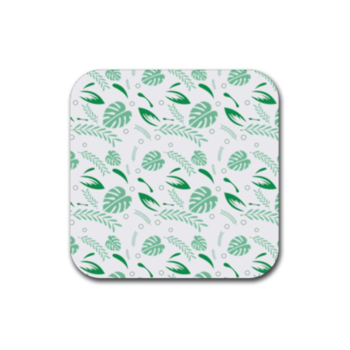 Green Nature Leaves Draw    Rubber Coaster (Square)