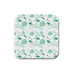 Green Nature Leaves Draw    Rubber Square Coaster (4 pack) Front