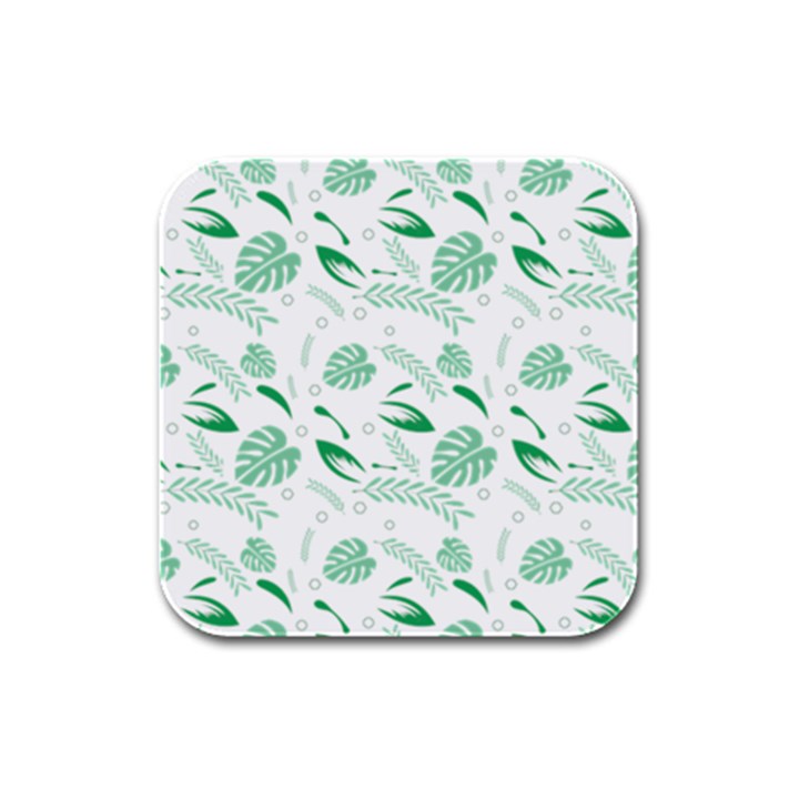 Green Nature Leaves Draw    Rubber Square Coaster (4 pack)