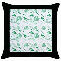 Green Nature Leaves Draw    Throw Pillow Case (black) by ConteMonfreyShop