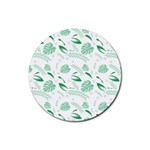 Green Nature Leaves Draw    Rubber Coaster (Round) Front