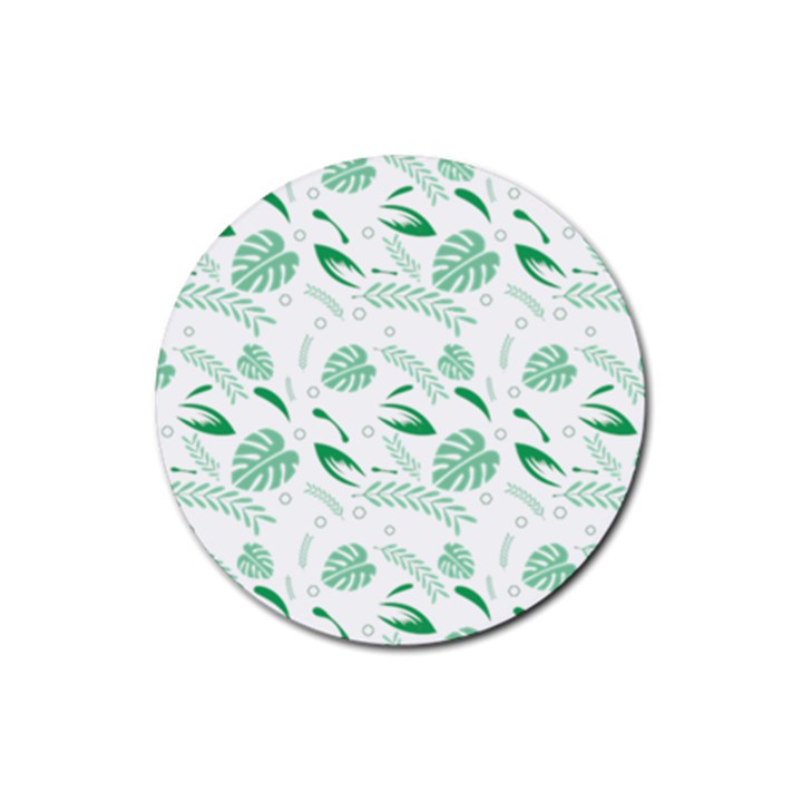 Green Nature Leaves Draw    Rubber Coaster (Round)