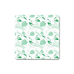 Green Nature Leaves Draw    Magnet (Square)