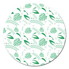 Green Nature Leaves Draw    Magnet 5  (Round)