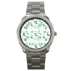 Green Nature Leaves Draw    Sport Metal Watch