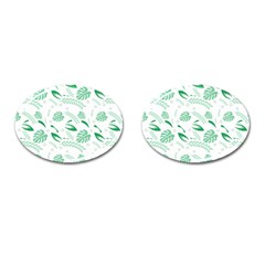 Green Nature Leaves Draw    Cufflinks (oval) by ConteMonfreyShop