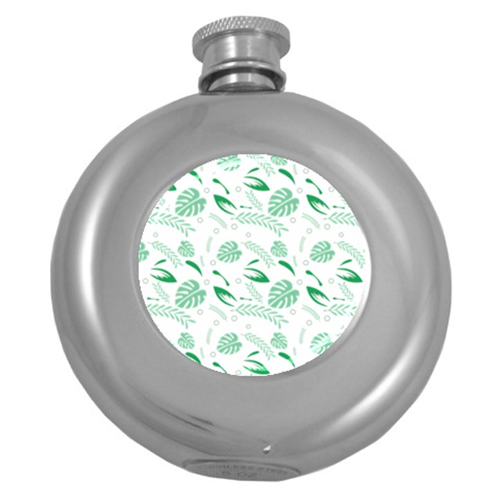 Green Nature Leaves Draw    Hip Flask (5 oz)