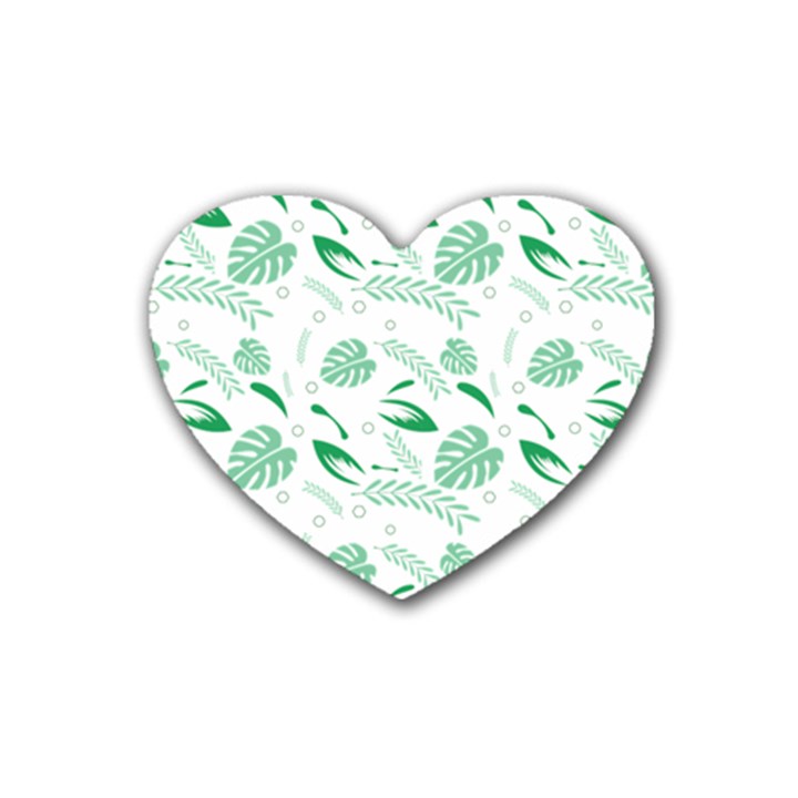 Green Nature Leaves Draw    Rubber Coaster (Heart)