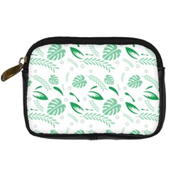 Green Nature Leaves Draw    Digital Camera Leather Case by ConteMonfreyShop