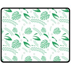 Green Nature Leaves Draw    Fleece Blanket (Medium)