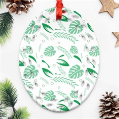 Green Nature Leaves Draw    Ornament (oval Filigree) by ConteMonfreyShop