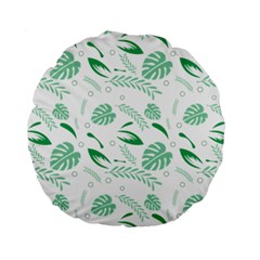 Green Nature Leaves Draw    Standard 15  Premium Round Cushion  by ConteMonfreyShop