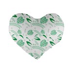 Green Nature Leaves Draw    Standard 16  Premium Heart Shape Cushion  Front