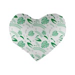 Green Nature Leaves Draw    Standard 16  Premium Heart Shape Cushion  Back