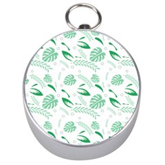 Green Nature Leaves Draw    Silver Compass by ConteMonfreyShop