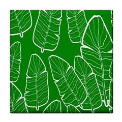 Green Banana Leaves Tile Coaster by ConteMonfreyShop