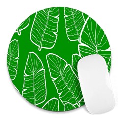 Green Banana Leaves Round Mousepad by ConteMonfreyShop