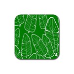 Green Banana Leaves Rubber Coaster (Square) Front