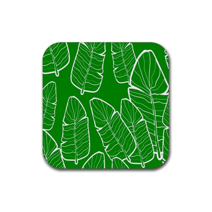 Green Banana Leaves Rubber Coaster (Square)