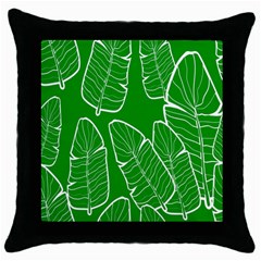 Green Banana Leaves Throw Pillow Case (black) by ConteMonfreyShop