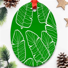 Green Banana Leaves Oval Ornament (two Sides)