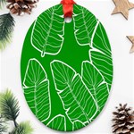 Green Banana Leaves Oval Ornament (Two Sides) Front