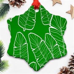 Green Banana Leaves Snowflake Ornament (two Sides) by ConteMonfreyShop