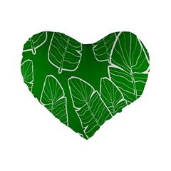 Green Banana Leaves Standard 16  Premium Heart Shape Cushion  by ConteMonfreyShop