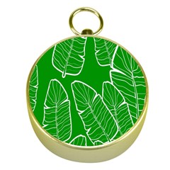 Green Banana Leaves Gold Compass by ConteMonfreyShop