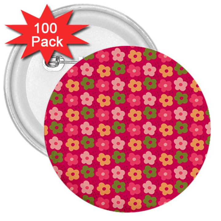 Little Flowers Garden   3  Button (100 pack)