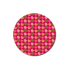 Little Flowers Garden   Rubber Coaster (round) by ConteMonfreyShop