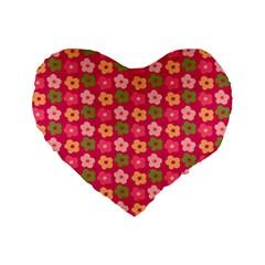 Little Flowers Garden   Standard 16  Premium Heart Shape Cushion  by ConteMonfreyShop