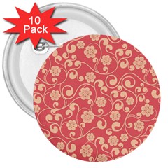 Pink Floral Wall 3  Button (10 Pack) by ConteMonfreyShop