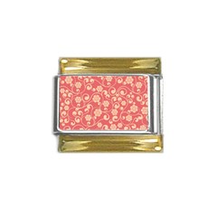 Pink Floral Wall Gold Trim Italian Charm (9mm)