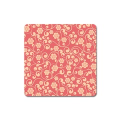 Pink Floral Wall Magnet (square) by ConteMonfreyShop