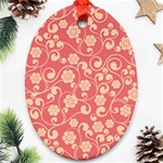 Pink Floral Wall Oval Ornament (Two Sides) Back